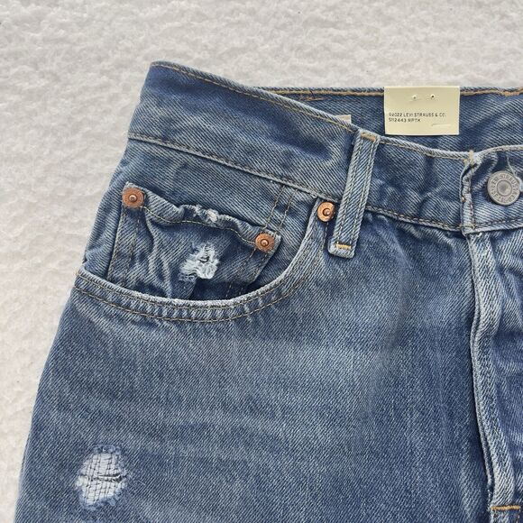 Levi's 501 '90s Jeans Women 26x30 Blue Straight Destroyed Button Fly Denim Big E - Picture 3 of 16